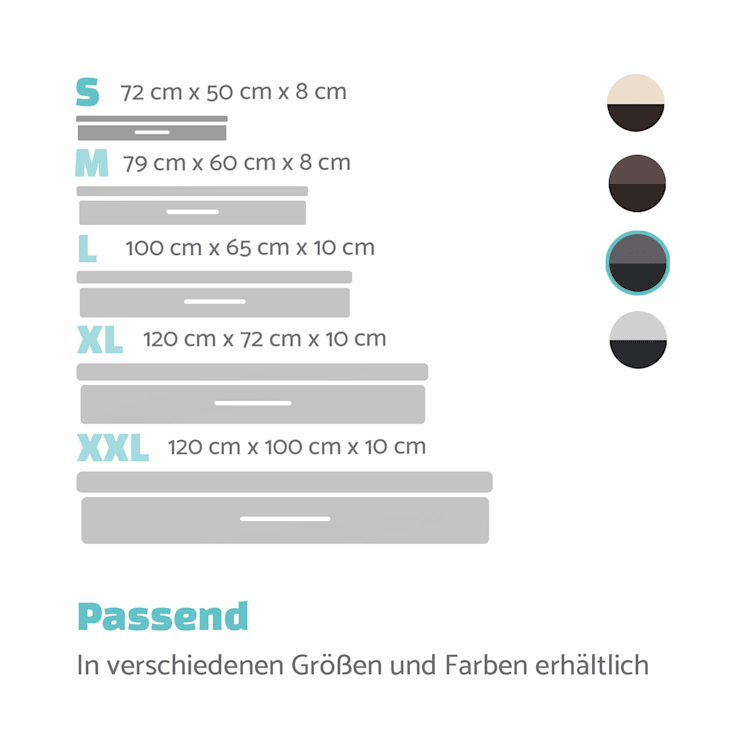 Balu Hundebett Hundekissen | waschbar | orthopädisch | rutschfest | atmungsaktiver Memory-Schaum | Größe S (72 x 8 x 50 cm) S | Dunkelgrau
