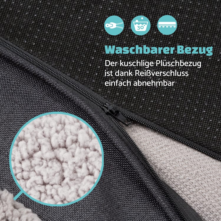 Balu Hundebett Hundekissen | waschbar | orthopädisch | rutschfest | atmungsaktiver Memory-Schaum | Größe XL (120 x 10 x 72 cm) XL | Grau