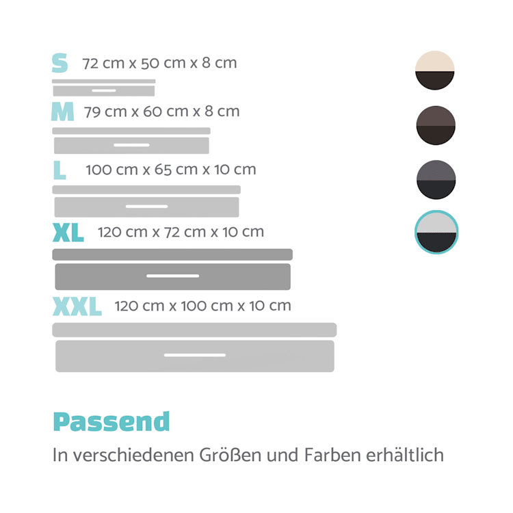 Balu Hundebett Hundekissen | waschbar | orthopädisch | rutschfest | atmungsaktiver Memory-Schaum | Größe XL (120 x 10 x 72 cm) XL | Grau