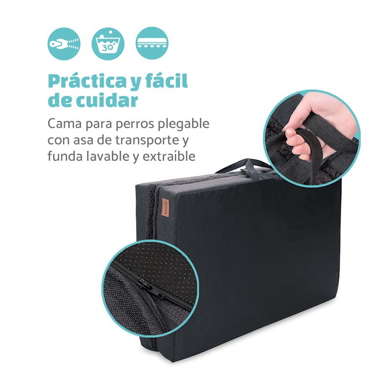 Paco Cama para perros Colchón para perros | Lavable | Ortopédico | Antideslizante | Transpirable | Espuma viscoelástica plegable | Tamaño XL (120 x 10 x 85 cm) XL | Gris Marengo