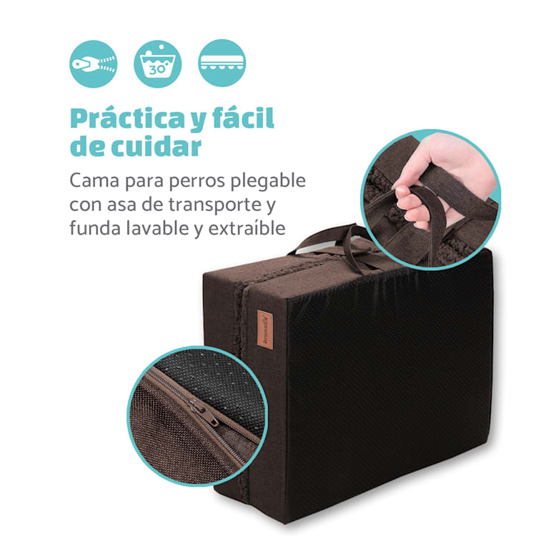 Paco Cama para perros Colchón para perros | Lavable | Ortopédico | Antideslizante | Transpirable | Espuma viscoelástica plegable | Tamaño L (100 x 10 x 70 cm) L | Marrón Oscuro