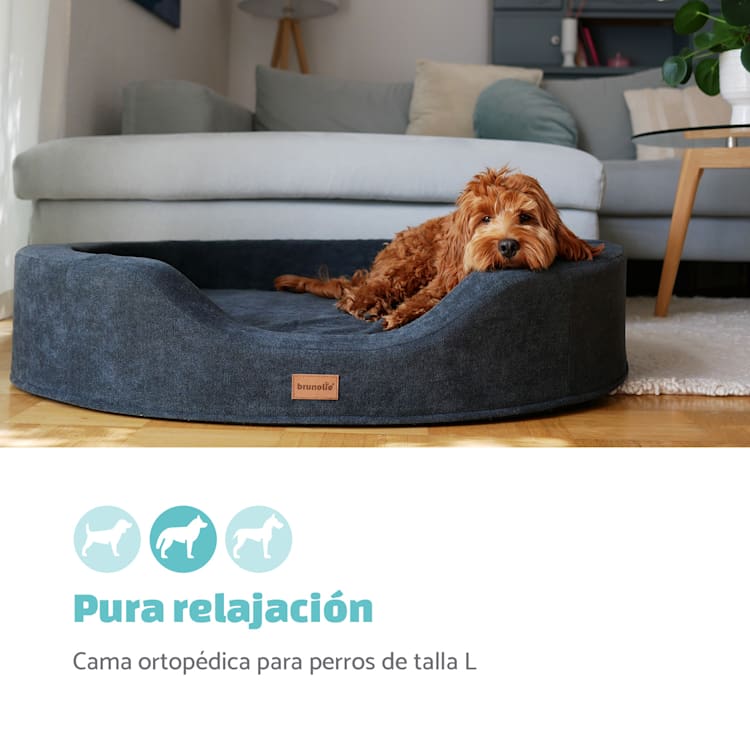 Lotte Cama para perros Cojín para perros | Lavable | Ortopédica | Antideslizante | Espuma viscoelástica transpirable | Tamaño L (100 x 20 x 80 cm) L | Beige