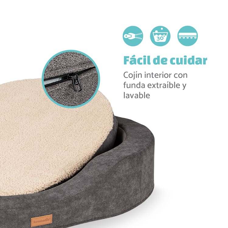 Lotte Cama para perros Cojín para perros | Lavable | Ortopédica | Antideslizante | Espuma viscoelástica transpirable | Tamaño L (100 x 20 x 80 cm) L | Beige