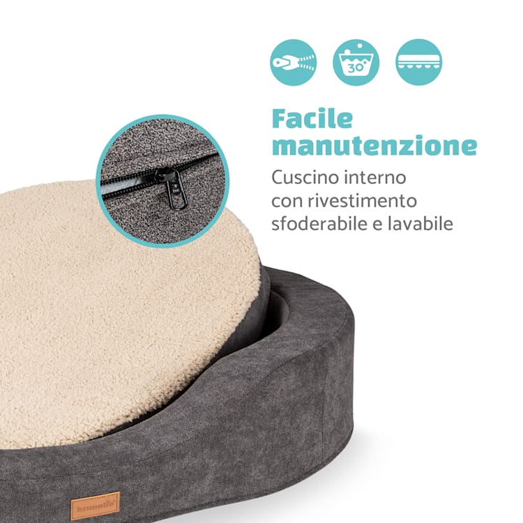 Lotte, lettino e cuscino per cani, lavabile, ortopedico, antiscivolo, memory foam traspirante, taglia L (100 x 20 x 80 cm) L | Beige
