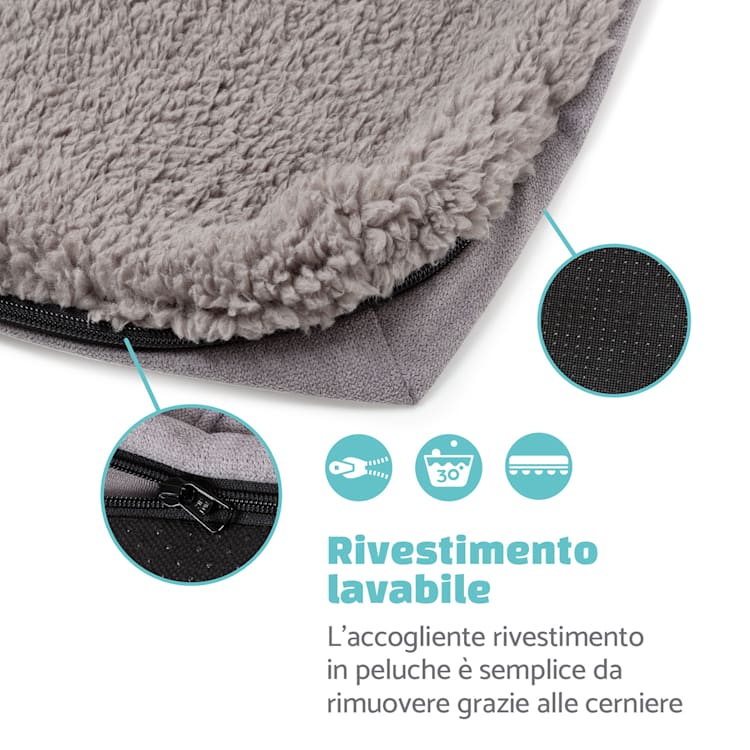 Bruno, Lettino per Cani, Materassino per Cani | Lavabile | Ortopedico | Antiscivolo | Traspirante | Memory Foam | Taglia M (80x17x55 cm) M | Grigio medio