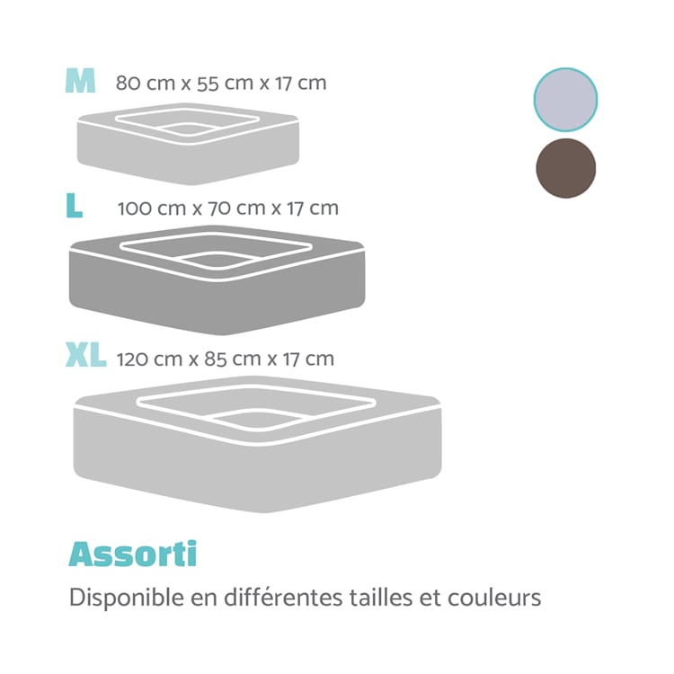 Bruno lit pour chien panier pour chien lavable orthopédique antidérapant respirant mousse à mémoire de forme taille L (100 x 17 x 70 cm) L | Gris