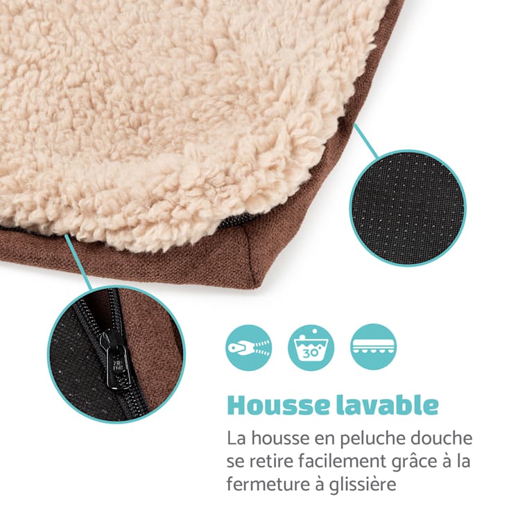 Bruno lit pour chien panier pour chien lavable orthopédique antidérapant respirant mousse à mémoire de forme taille M (80 x 17 x 55 cm) M | Beige