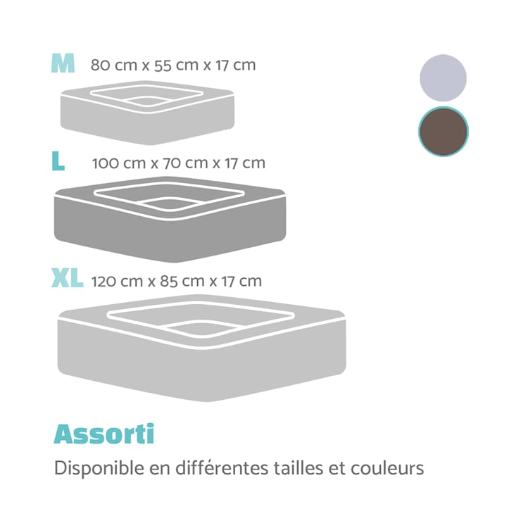 Bruno lit pour chien panier pour chien lavable orthopédique antidérapant respirant mousse à mémoire de forme taille L (100 x 17 x 70 cm) L | Beige