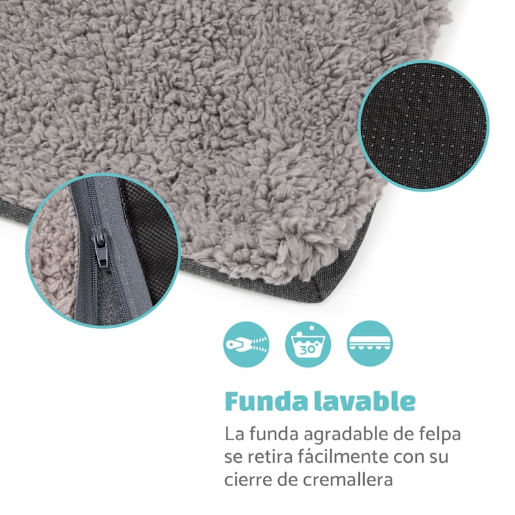 Emma Cama para perros Cesta para perros | Lavable | Antideslizante | Transpirable | Colchón reversible | Cojín | Tamaño M (80 x 20 x 70 cm) M | Gris