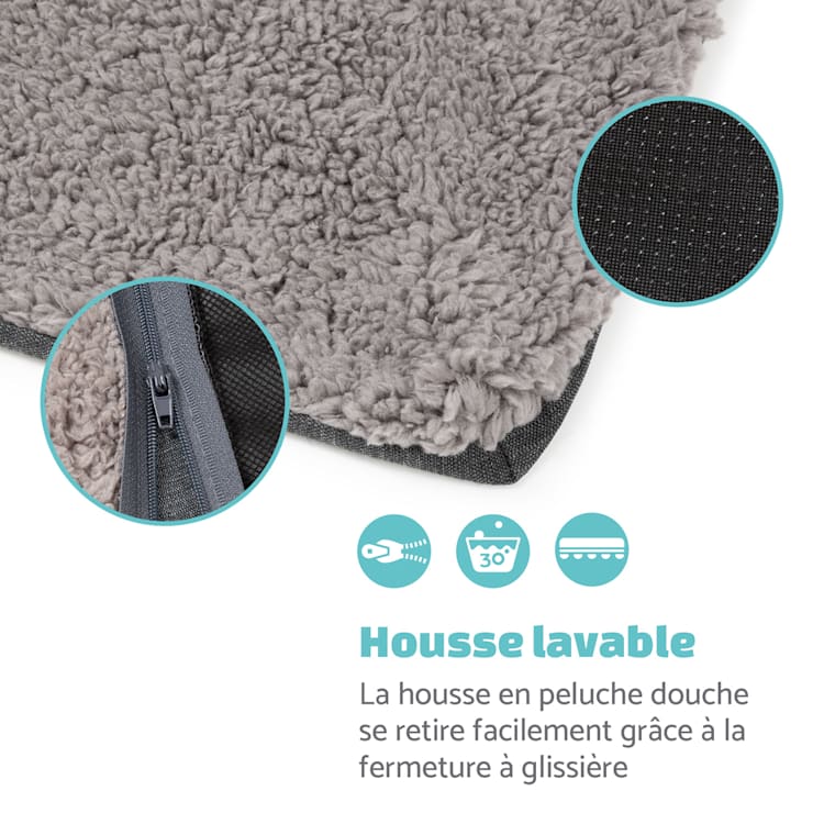 Emma lit pour chien panier lavable antidérapant respirant matelas réversible coussin Taille M (80 x 20 x 70 cm) M | Gris