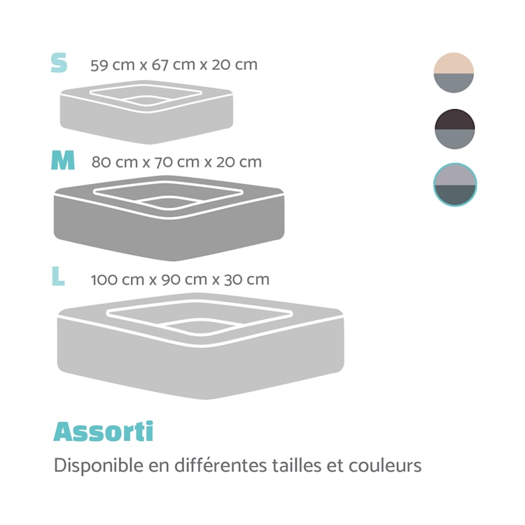 Emma lit pour chien panier lavable antidérapant respirant matelas réversible coussin Taille M (80 x 20 x 70 cm) M | Gris