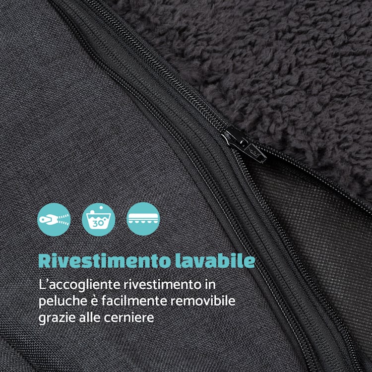 Odin, Rivestimento di Ricambio per Lettino per Cani | Lavabile | Antiscivolo | Traspirante | Taglia M (100x12x80 cm) M | Grigio Scuro