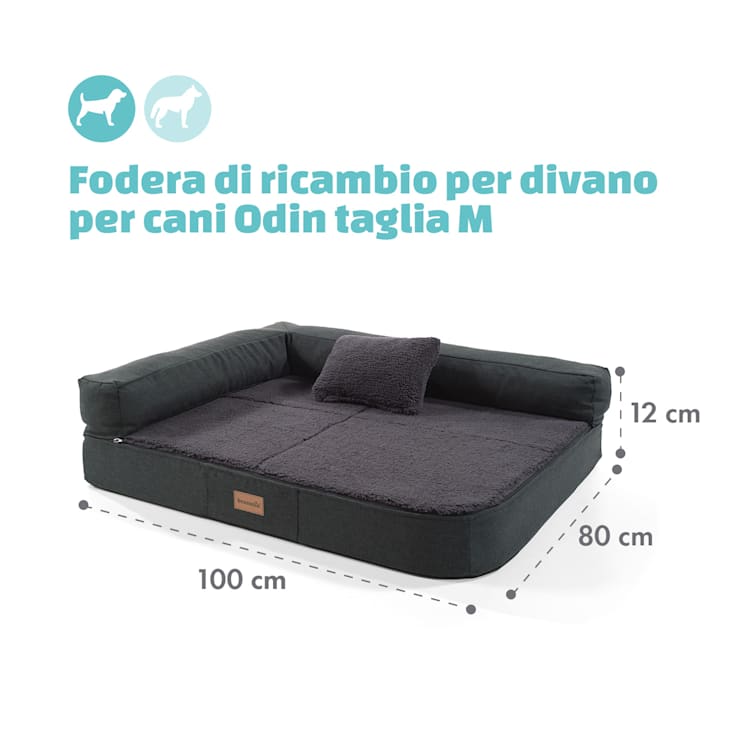 Odin, Rivestimento di Ricambio per Lettino per Cani | Lavabile | Antiscivolo | Traspirante | Taglia M (100x12x80 cm) M | Grigio Scuro