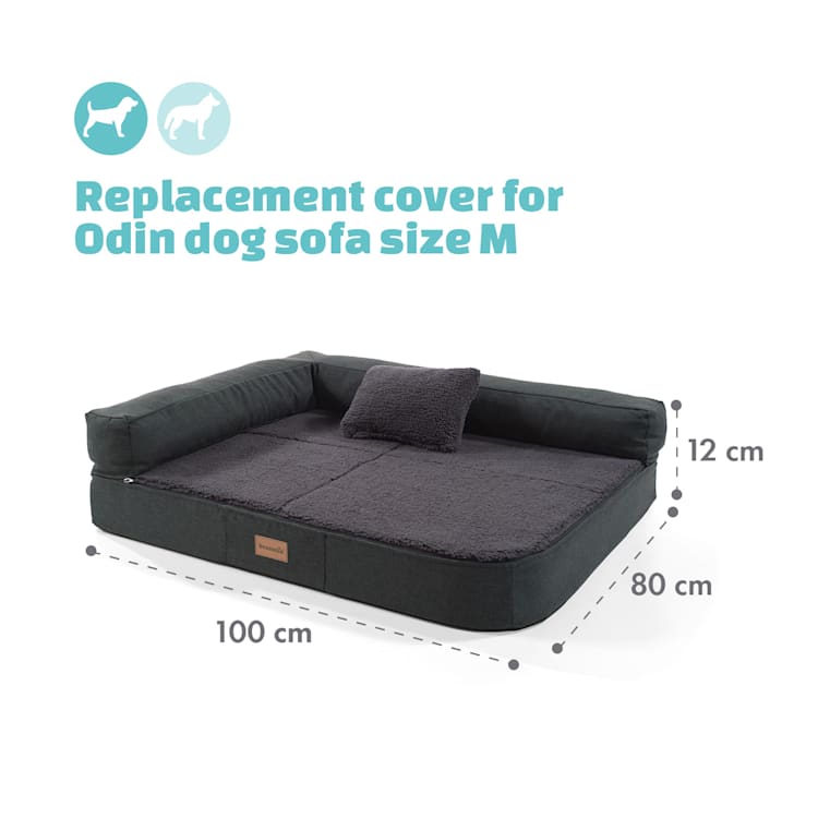 Capa de Substituição P/ Cama P/ Cães Odin/ Lavável/ Antiderrapante/ Respirável/ Tamanho M (100 x 12 x 80 cm) M | Cinzento Escuro