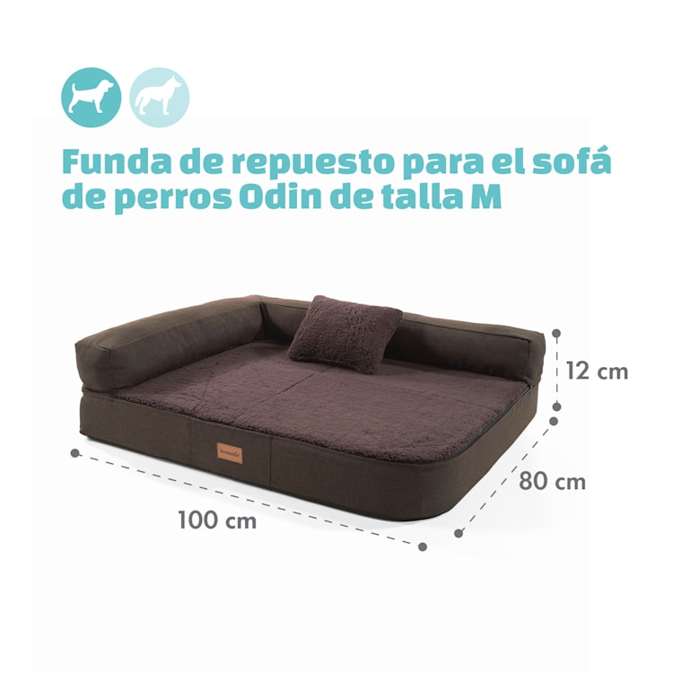 Odin Funda de recambio para la cama para perros | Lavable | Antideslizante | Transpirable | Tamaño M (100 x 12 x 80 cm) M | Marrón Oscuro