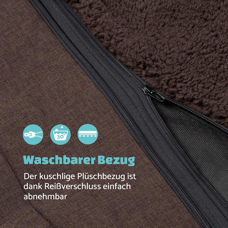 Odin Hundesofa Ersatzbezug | waschbar | rutschfest | atmungsaktiv | Größe L (120 x 12 x 80 cm) L | Dunkelbraun