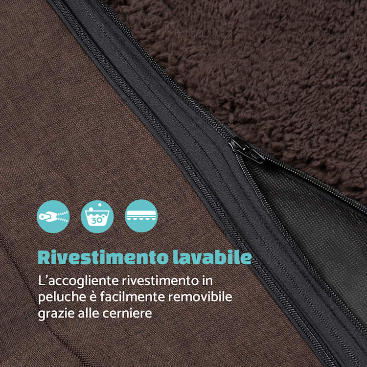 Odin, Rivestimento di Ricambio per Lettino per Cani | Lavabile | Antiscivolo | Traspirante | Taglia L (120x12x80 cm) L | Marrone Scuro