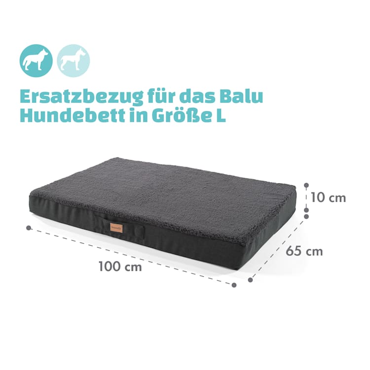 Balu L Hundebett Ersatzbezug waschbar rutschfest atmungsaktiv Größe L L | Dunkelgrau