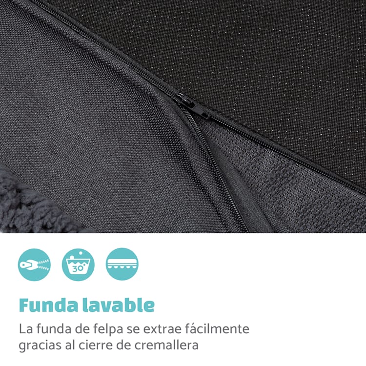 Balu L Funda de recambio para la cama para perros | Lavable | Antideslizante | Transpirable | Tamaño L (100 x 10 x 65 cm) L | Gris Marengo