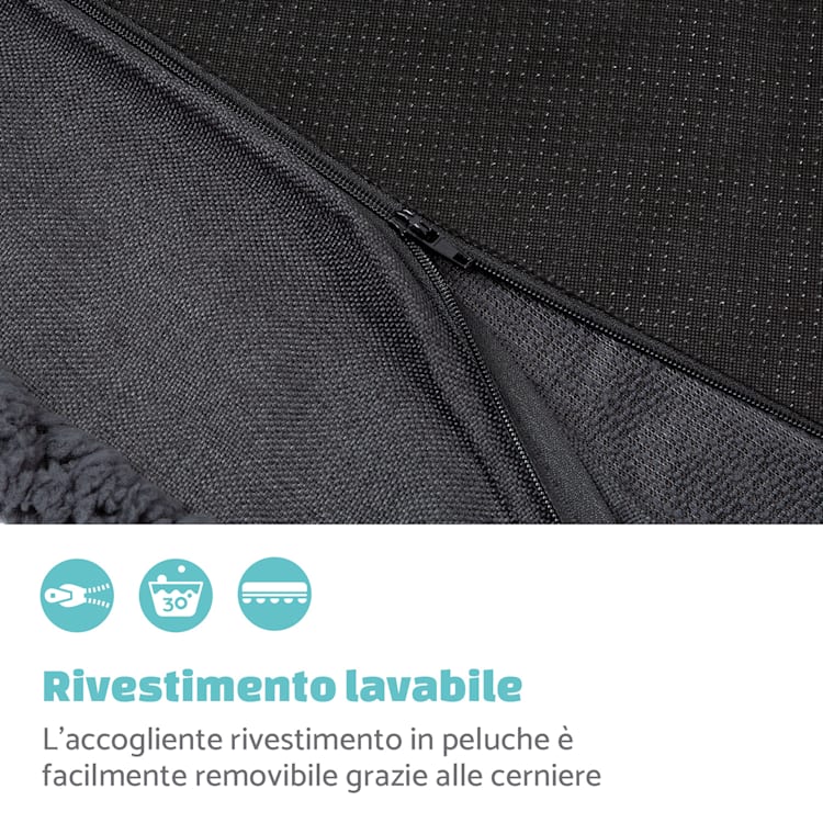 Balu L, Rivestimento di Ricambio per Lettino per Cani | Lavabile | Antiscivolo | Traspirante | Taglia L (100x10x65 cm) L | Grigio Scuro