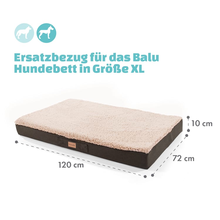 Balu XL Hundebett Ersatzbezug waschbar rutschfest atmungsaktiv XL | Beige