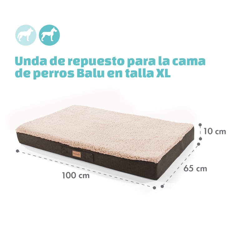 Balu XL Funda de recambio para la cama para perros | Lavable | Antideslizante | Transpirable | Tamaño XL (120 x 10 x 72 cm) XL | Beige