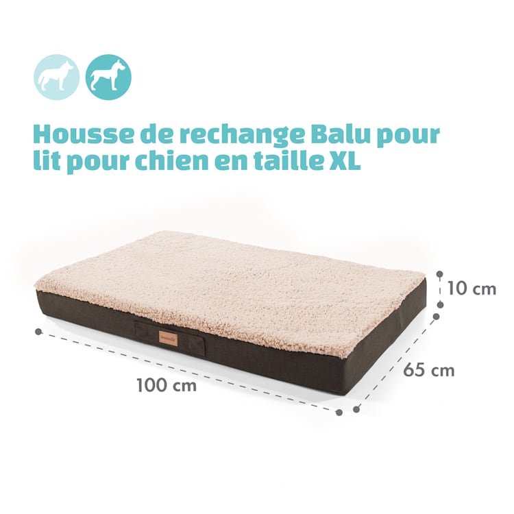 Balu XL housse de rechange pour lit de chien lavable antidérapante respirante taille XL (120 x 10 x 72 cm) XL | Beige