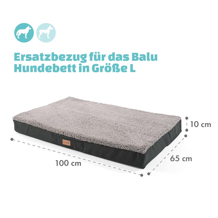 Balu L Hundebett Ersatzbezug waschbar rutschfest atmungsaktiv L | Grau