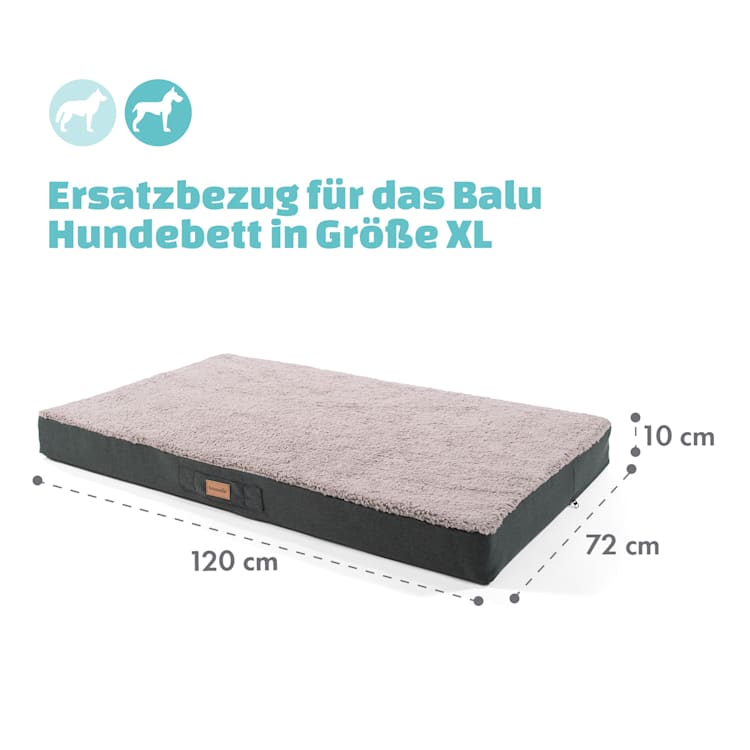 Balu Hundebett Ersatzbezug waschbar rutschfest atmungsaktiv Größe XL XL | Grau
