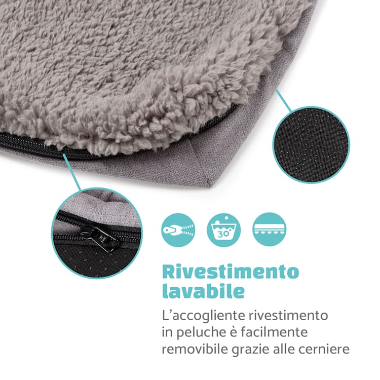 Bruno, Rivestimento di Ricambio per Lettino per Cani | Lavabile | Antiscivolo | Traspirante | Taglia XL (120x17x85 cm) XL | Grigio