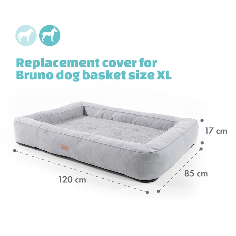 Bruno, așternut pentru câini, husă de rezervă, lavabil, antiderapant, respirabil, mărimea XL (120 x 17 x 85 cm) XL | Gri