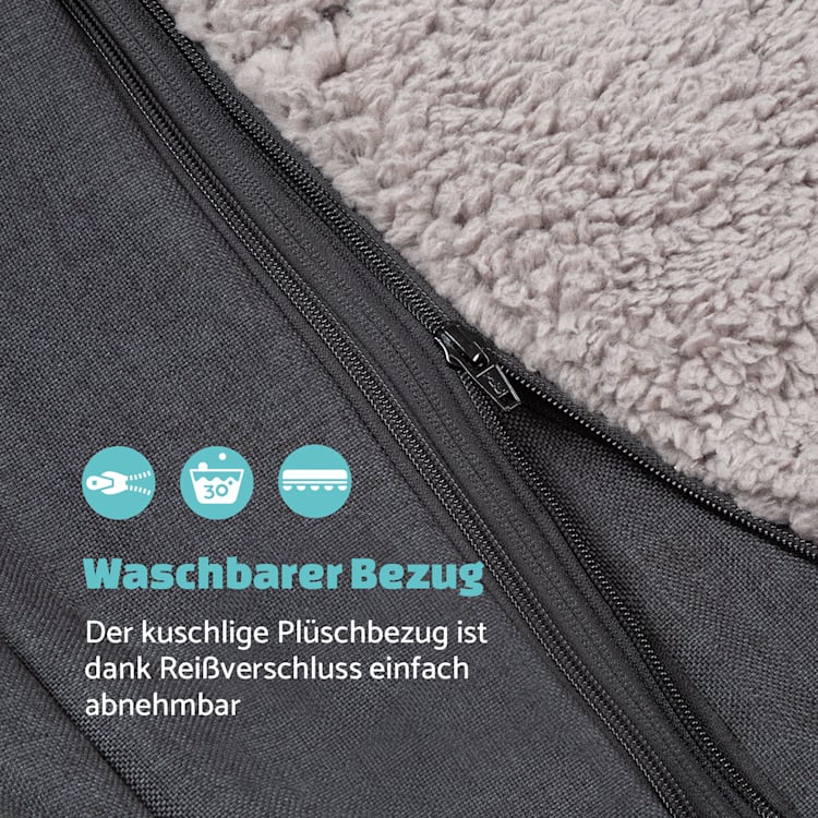 Odin Hundesofa Ersatzbezug | waschbar | rutschfest | atmungsaktiv | Größe L (120 x 12 x 80 cm) L | Grau