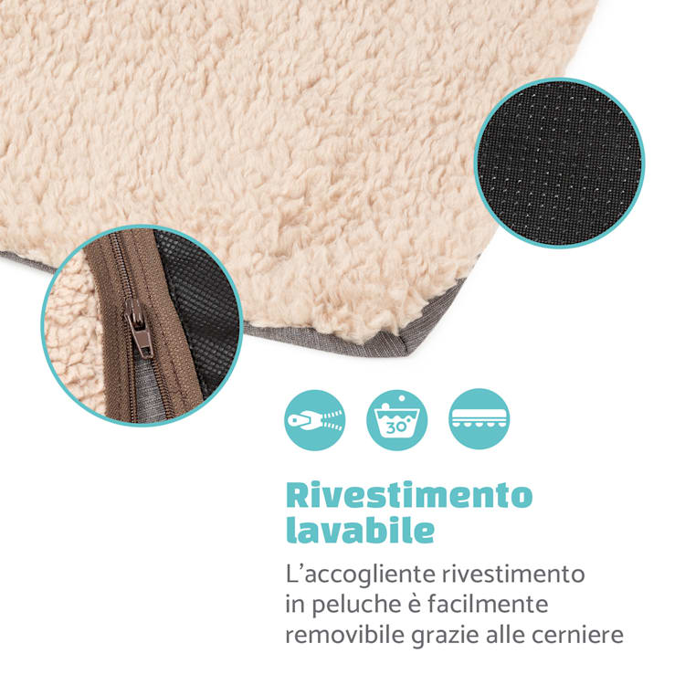 Emma, Rivestimento di Ricambio per Lettino per Cani | Lavabile | Antiscivolo | Traspirante | Taglia M (80x20x70 cm) M | Beige
