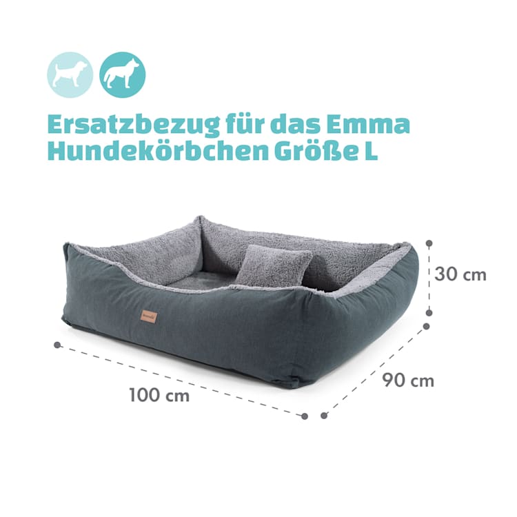 Emma Hundebett Ersatzbezug waschbar rutschfest atmungsaktiv Größe L L | Grau