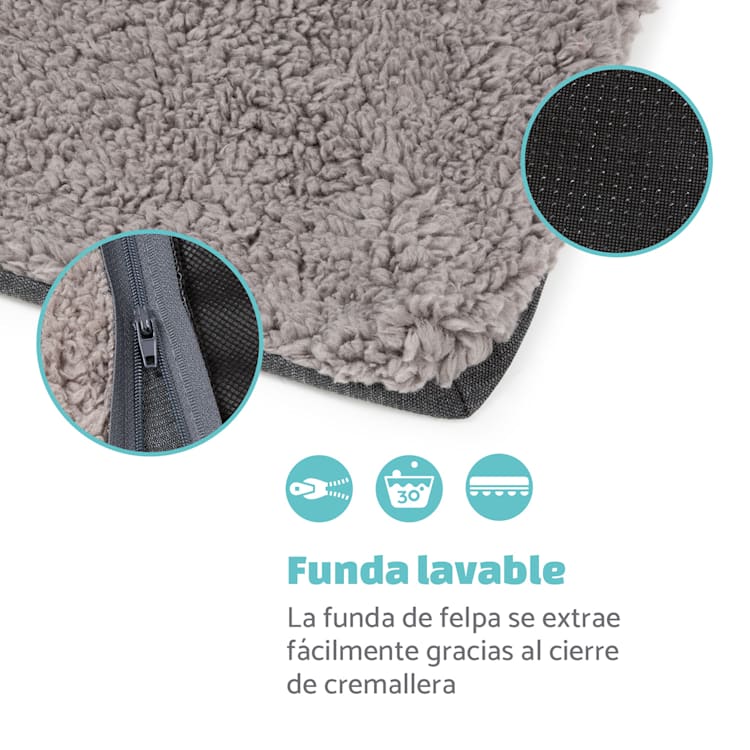 Emma Funda de recambio para la cama para perros | Lavable | Antideslizante | Transpirable | Tamaño L (100 x 30 x 90 cm) L | Gris