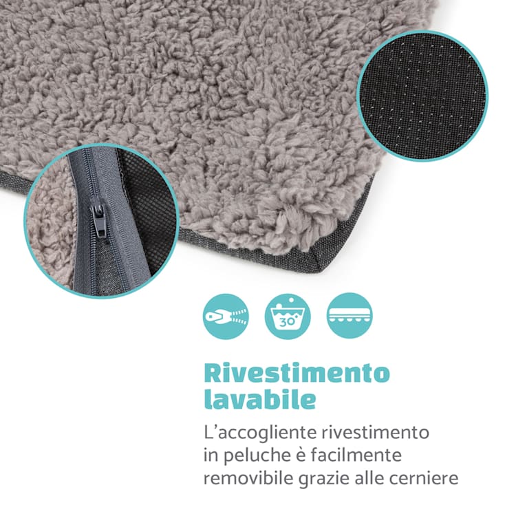 Emma, Rivestimento di Ricambio per Lettino per Cani | Lavabile | Antiscivolo | Traspirante | Taglia L (100x30x90 cm) L | Grigio