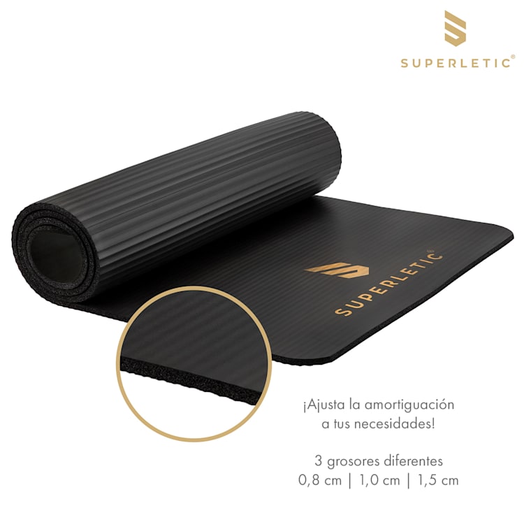 Deva Esterilla de deporte 180x1,0x60 cm goma de nitrilo (NBR) antideslizante con correa Negro
