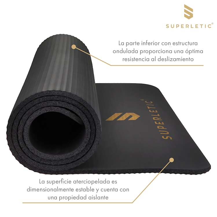 Deva Esterilla de deporte 180x1,0x60 cm goma de nitrilo (NBR) antideslizante con correa Negro