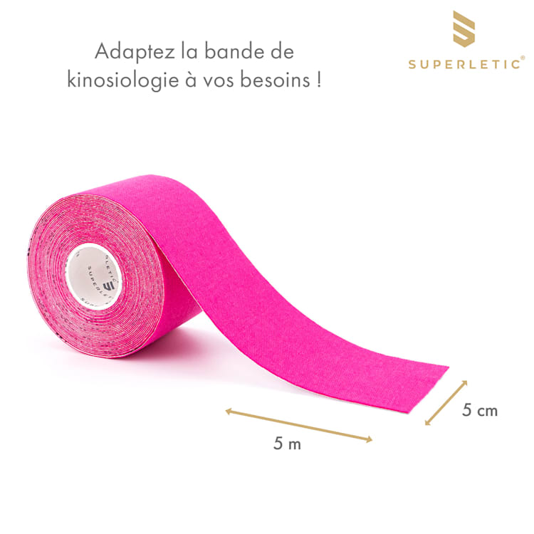 Elek Kinesio, bande de kinésiologie , 6 rouleaux, 5 m x 5 cm, coton et acrylique adhésif, imperméable à l'eau ensemble de 6 | Fuchsia