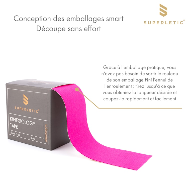 Elek Kinesio, bande de kinésiologie , 6 rouleaux, 5 m x 5 cm, coton et acrylique adhésif, imperméable à l'eau ensemble de 6 | Fuchsia