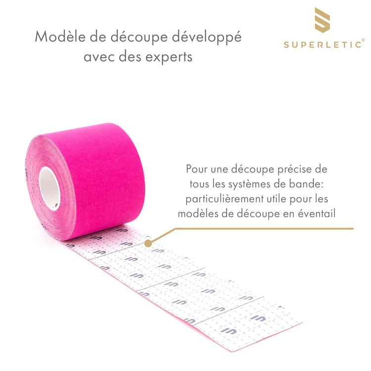 Elek Kinesio, bande de kinésiologie , 6 rouleaux, 5 m x 5 cm, coton et acrylique adhésif, imperméable à l'eau ensemble de 6 | Fuchsia