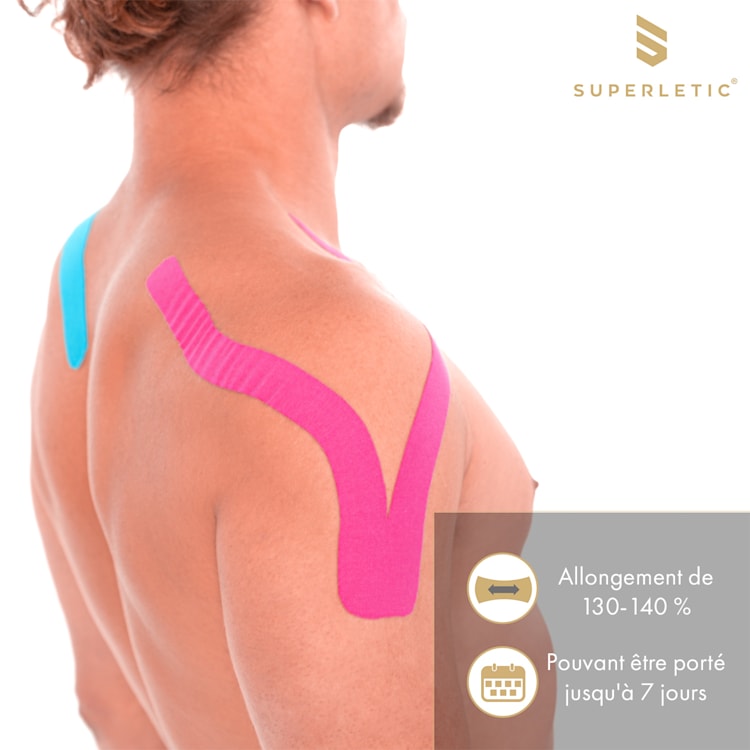 Elek Kinesio, bande de kinésiologie , 6 rouleaux, 5 m x 5 cm, coton et acrylique adhésif, imperméable à l'eau ensemble de 6 | Fuchsia