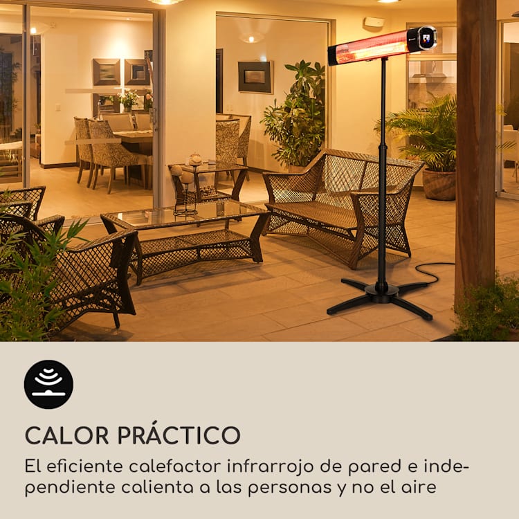Dark Wave Stand Calentador radiante infrarrojo 2000 W tubo de carbono recubierto de oro IP65 soporte Negro