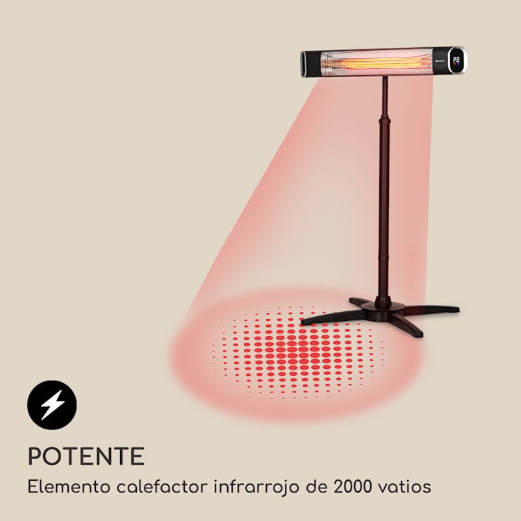 Dark Wave Stand Calentador radiante infrarrojo 2000 W tubo de carbono recubierto de oro IP65 soporte Negro