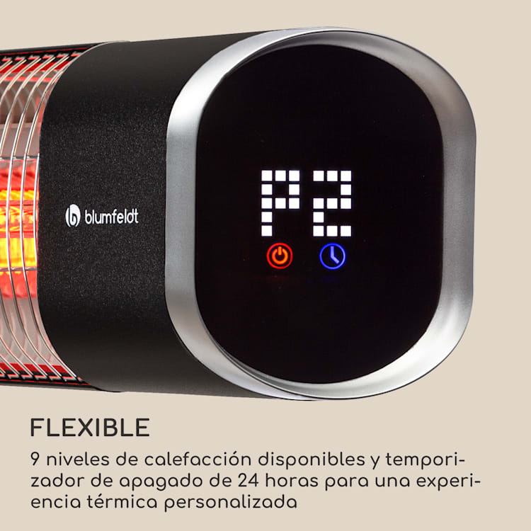 Dark Wave Stand Calentador radiante infrarrojo 2000 W tubo de carbono recubierto de oro IP65 soporte Negro