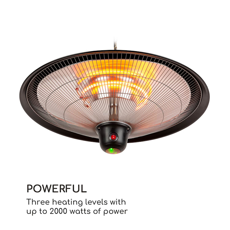 Heizsporn, stropna grijalica, 60,5 cm (Ø), LED lampa, daljinski upravljač Crna
