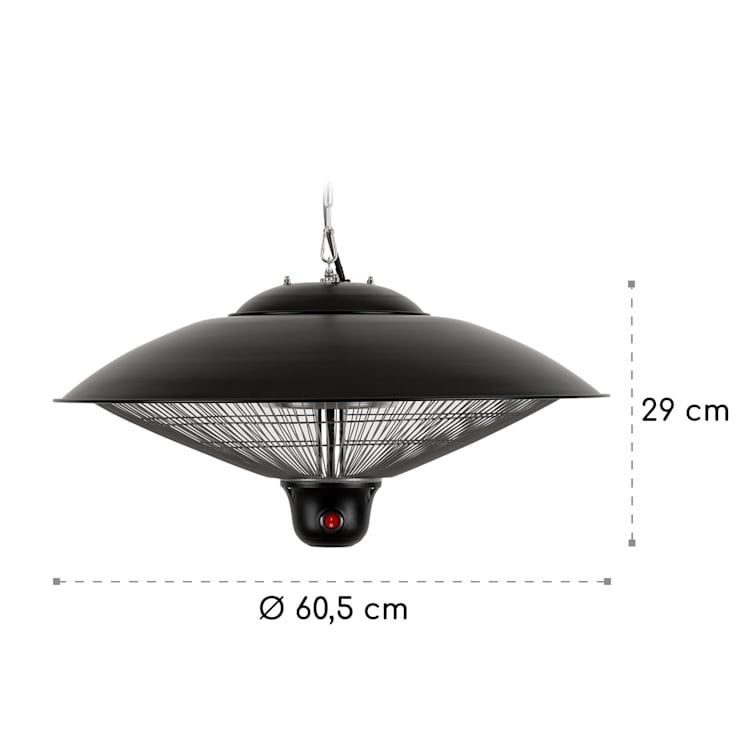 Heizsporn, stropna grijalica, 60,5 cm (Ø), LED lampa, daljinski upravljač Crna