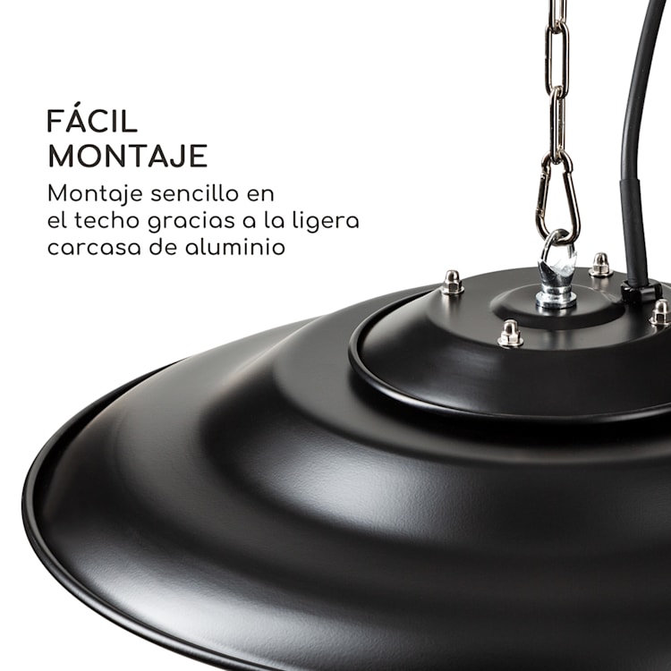 Hitzkopf Radiador de techo por infrarrojos tubo calefactor halógeno de 2 niveles 750/1500 W Negro