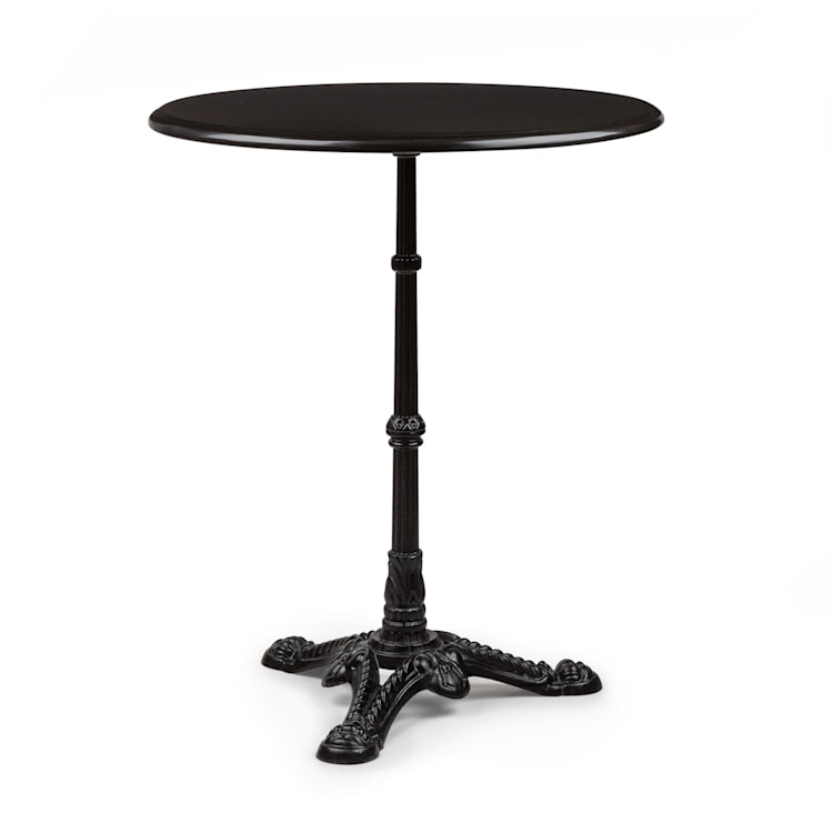 Patras Table bistro Plateau en marbre Ø 60cm Base en fonte Noir