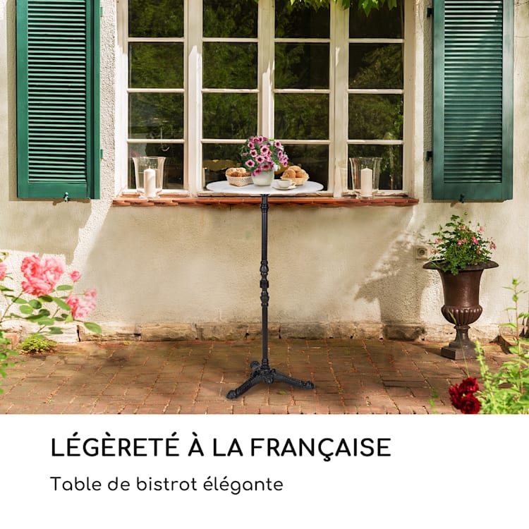 Patras Taverna Table de bar plateau 60cm marbre blanc